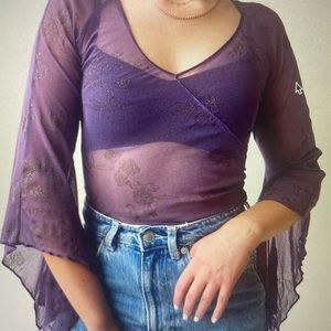 ISO IN SEARCH OF TOPSHOP BELL SLEEVE MESH VINTAGE TOP